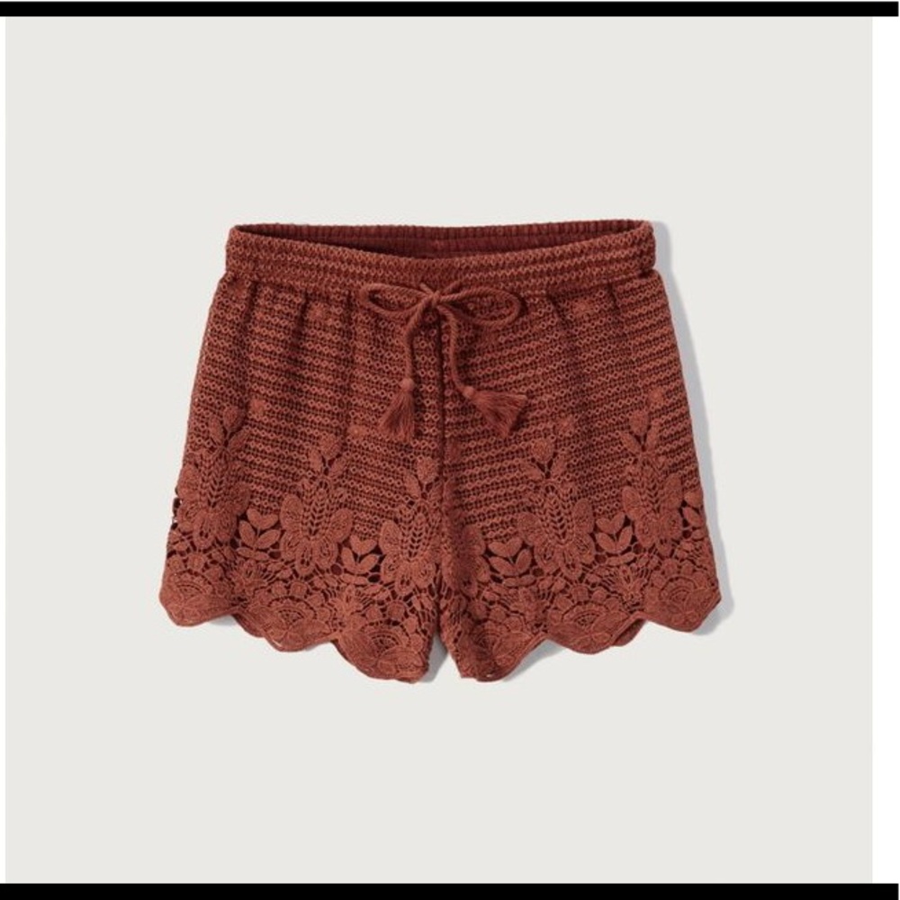 Red Crochet Shorts